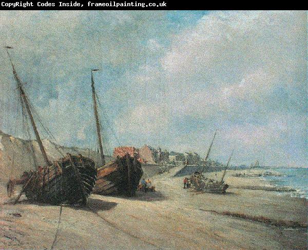 unknow artist Fishing boats on the beach of Heist